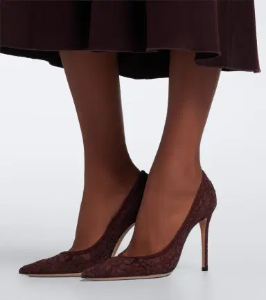 Gianvito Rossi Claudia suede-trimmed lace pumps | Thumbnail 6 Gianvito Rossi Claudia suede-trimmed lace pumps | Thumbnail 6