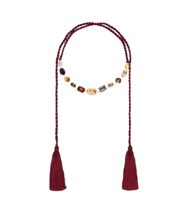 Leah crystal-embellished silk necklace Leah crystal-embellished silk necklace