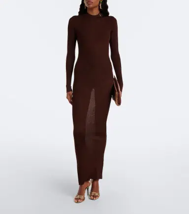 Saint Laurent Cassandre ribbed-knit silk midi dress | Thumbnail 3 Saint Laurent Cassandre ribbed-knit silk midi dress | Thumbnail 3