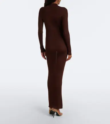 Saint Laurent Cassandre ribbed-knit silk midi dress | Thumbnail 4 Saint Laurent Cassandre ribbed-knit silk midi dress | Thumbnail 4