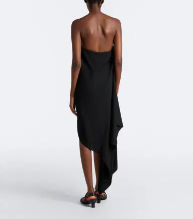 Loewe Shearling-trimmed crêpe midi dress | Thumbnail 2 Loewe Shearling-trimmed crêpe midi dress | Thumbnail 2