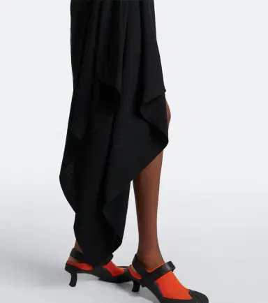 Loewe Shearling-trimmed crêpe midi dress | Thumbnail 3 Loewe Shearling-trimmed crêpe midi dress | Thumbnail 3