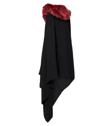 Loewe Shearling-trimmed crêpe midi dress | Thumbnail 1 Loewe Shearling-trimmed crêpe midi dress | Thumbnail 1