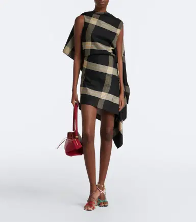 Loewe Caped checked minidress | Thumbnail 3 Loewe Caped checked minidress | Thumbnail 3