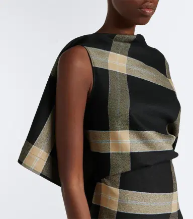 Loewe Caped checked minidress | Thumbnail 4 Loewe Caped checked minidress | Thumbnail 4