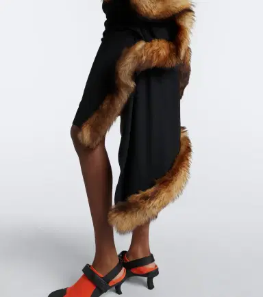 Loewe Shearling-trimmed midi dress | Thumbnail 2 Loewe Shearling-trimmed midi dress | Thumbnail 2
