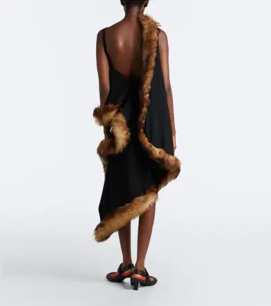 Loewe Shearling-trimmed midi dress | Thumbnail 4 Loewe Shearling-trimmed midi dress | Thumbnail 4