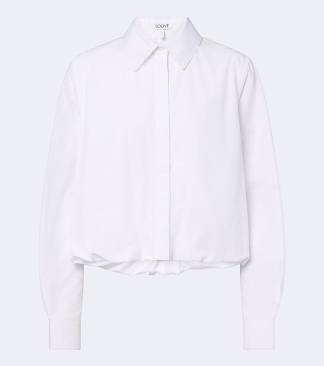 Cropped cotton poplin shirt
