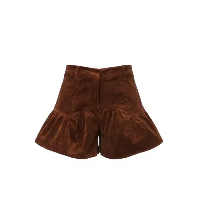 Ganni Ruffled cotton-blend corduroy shorts