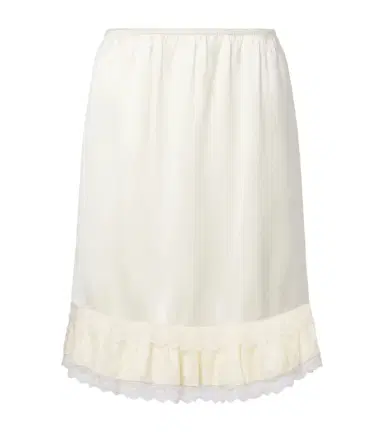 Ganni Lace-trimmed ruffled satin miniskirt | Thumbnail 1
