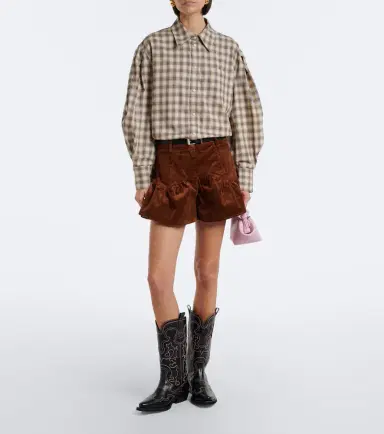 Ganni Checked cotton flannel shirt | Thumbnail 3