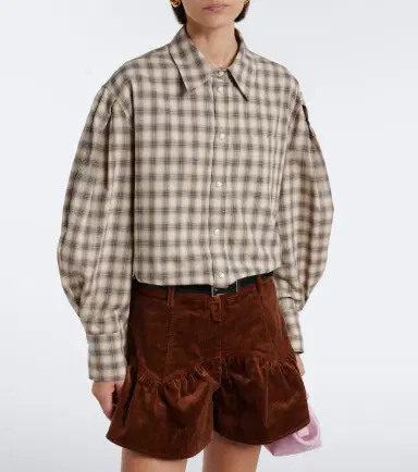 Ganni Checked cotton flannel shirt | Thumbnail 6