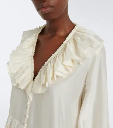 Ganni Lace-trimmed ruffled blouse | Thumbnail 2