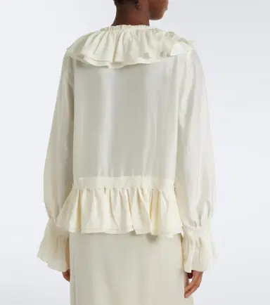 Ganni Lace-trimmed ruffled blouse | Thumbnail 4