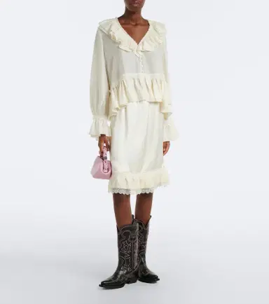 Ganni Lace-trimmed ruffled blouse | Thumbnail 5