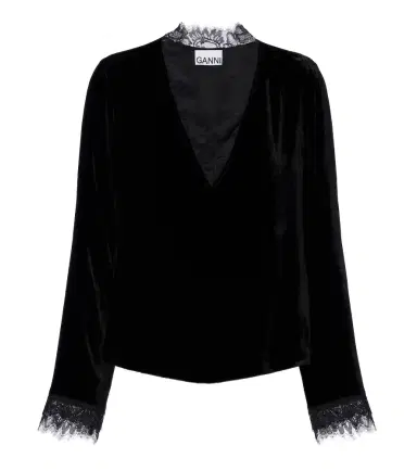 Ganni Lace-trimmed top | Thumbnail 1