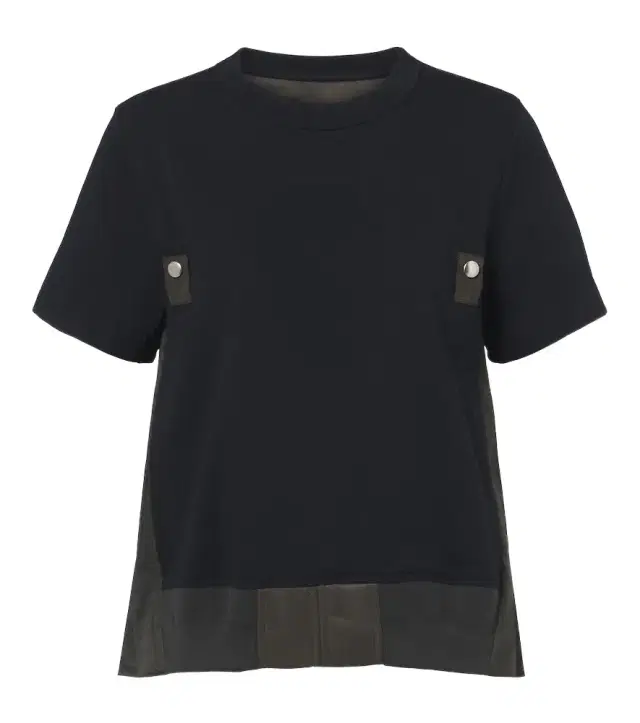 Paneled plissé cotton jersey T-shirt