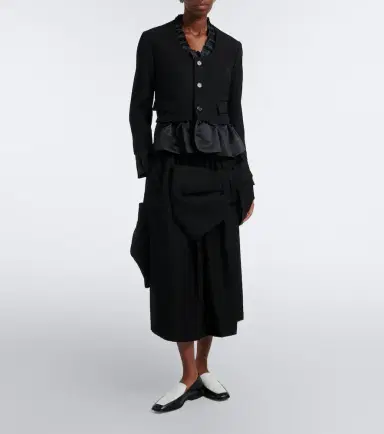 NOIR KEI NINOMIYA Bow-detail wool and mohair midi skirt | Thumbnail 4