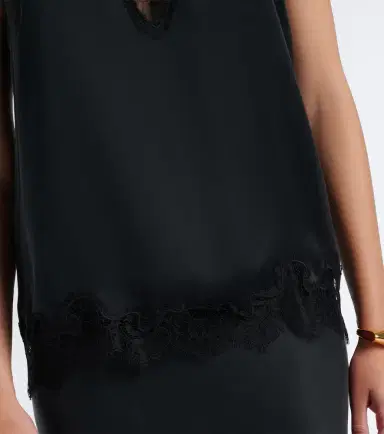 Velvet Lace-trimmed silk satin top | Thumbnail 5