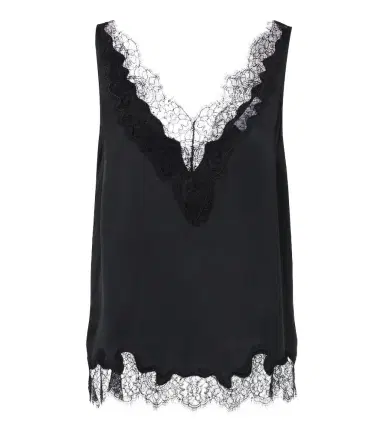 Velvet Lace-trimmed silk satin top | Thumbnail 1