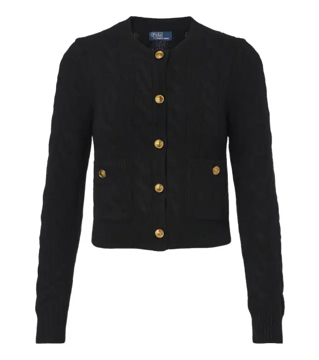 Cable-knit wool and cashmere cardigan