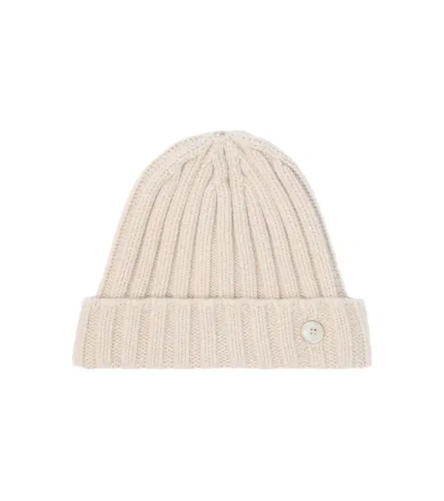 God’s True Cashmere Ribbed-knit cashmere beanie with moonstone