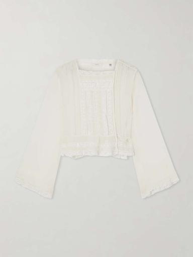 DÔEN Lace-trimmed Silk-chiffon Shirt | Thumbnail 1
