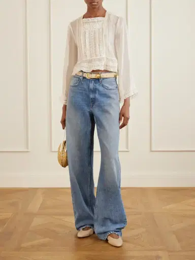 DÔEN Lace-trimmed Silk-chiffon Shirt | Thumbnail 2