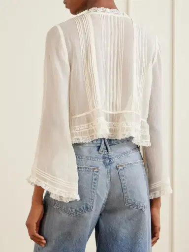 DÔEN Lace-trimmed Silk-chiffon Shirt | Thumbnail 4