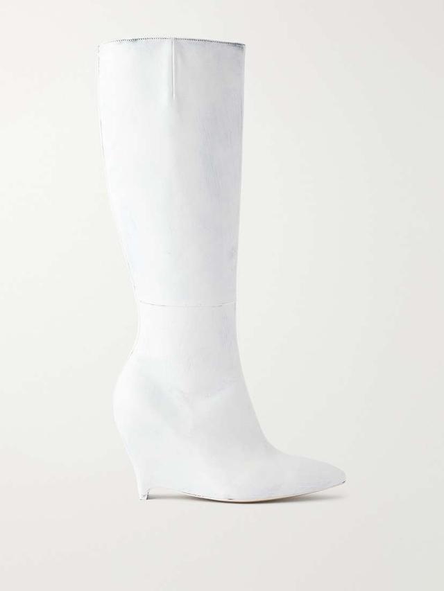 Maison Margiela Heel-less Painted Leather Knee-high Boots