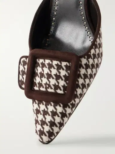 Manolo Blahnik Mayslibi 50 Suede-trimmed Houndstooth Woven Mules | Thumbnail 5 Manolo Blahnik Mayslibi 50 Suede-trimmed Houndstooth Woven Mules | Thumbnail 5