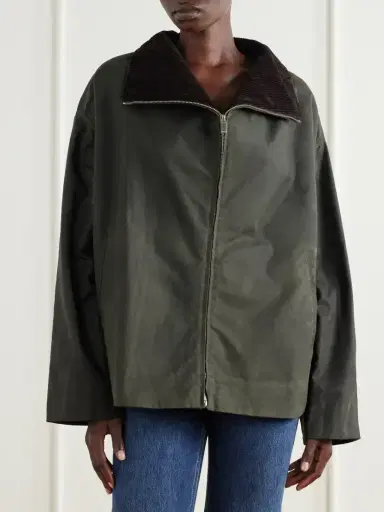 TOTEME Corduroy-trimmed Waxed-cotton Jacket | Thumbnail 3