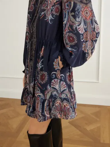 Sea Hyacinth Gathered Paisley-print Crepe Mini Dress | Thumbnail 4 Sea Hyacinth Gathered Paisley-print Crepe Mini Dress | Thumbnail 4
