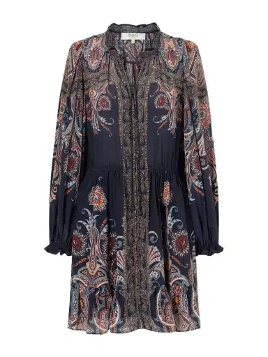Sea Hyacinth Gathered Paisley-print Crepe Mini Dress | Thumbnail 1 Sea Hyacinth Gathered Paisley-print Crepe Mini Dress | Thumbnail 1
