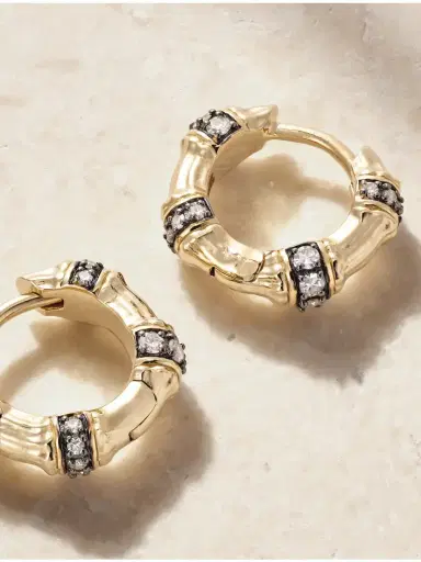 Lucy Delius Sciura 14-karat Gold Rhodium-plated Diamond Hoop Earrings | Thumbnail 4 Lucy Delius Sciura 14-karat Gold Rhodium-plated Diamond Hoop Earrings | Thumbnail 4