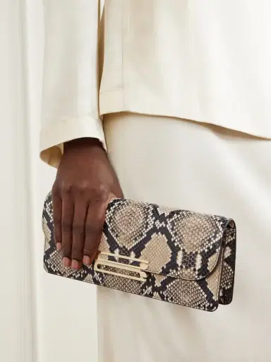 Victoria Beckham Dorian East-west Snake-effect Leather Clutch | Thumbnail 2