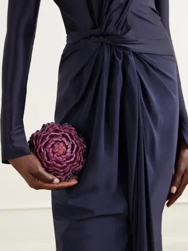 Judith Leiber Couture Peony Belladonna Crystal-embellished Silver-tone Clutch | Thumbnail 2