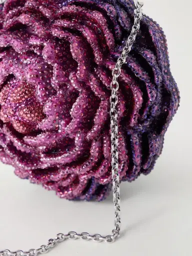 Judith Leiber Couture Peony Belladonna Crystal-embellished Silver-tone Clutch | Thumbnail 6