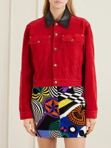 Versace Cotton-velvet Leather-trimmed Jacket | Thumbnail 3