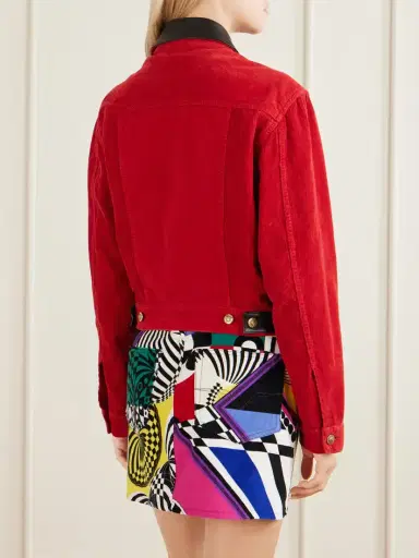 Versace Cotton-velvet Leather-trimmed Jacket | Thumbnail 4