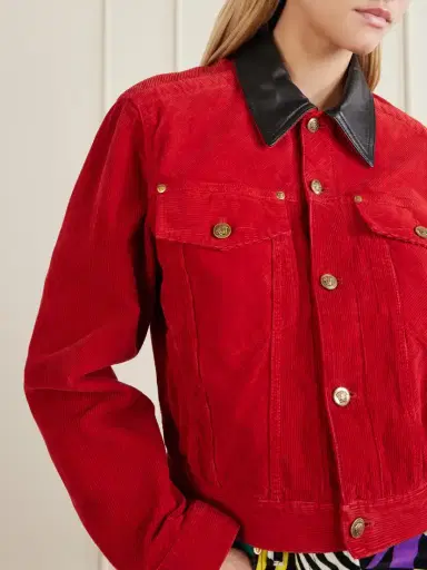 Versace Cotton-velvet Leather-trimmed Jacket | Thumbnail 5