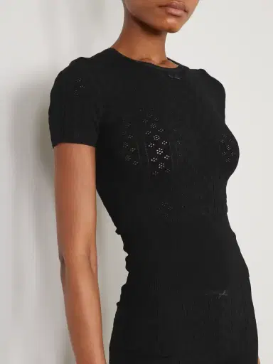 JW Anderson Bow-detailed Recycled Pointelle-knit T-shirt | Thumbnail 3