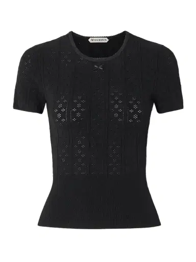 JW Anderson Bow-detailed Recycled Pointelle-knit T-shirt | Thumbnail 1