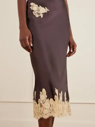 DÔEN Lace-trimmed Silk-satin Midi Skirt | Thumbnail 5