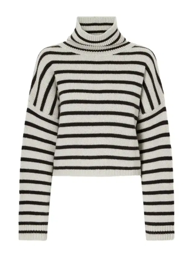 Zerlina Striped Cashmere Turtleneck Sweater
