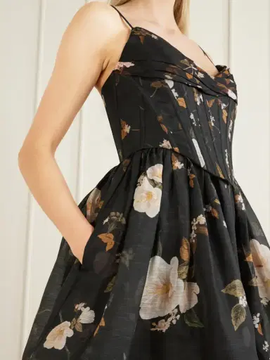 Zimmermann Valiant Floral-print Linen And Silk-blend Corset Mini Dress | Thumbnail 4