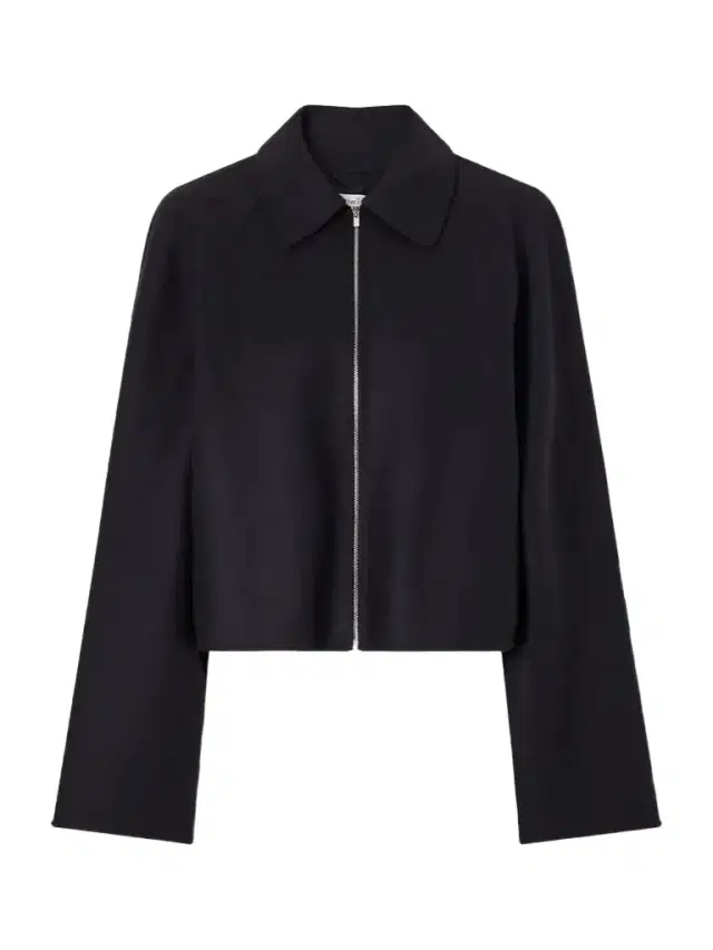 Another Tomorrow Virgin Wool Cropped Jacket