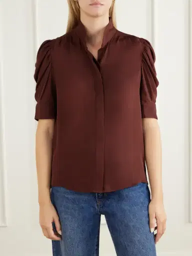 Frame The Gillian Gathered Silk Blouse | Thumbnail 3 Frame The Gillian Gathered Silk Blouse | Thumbnail 3