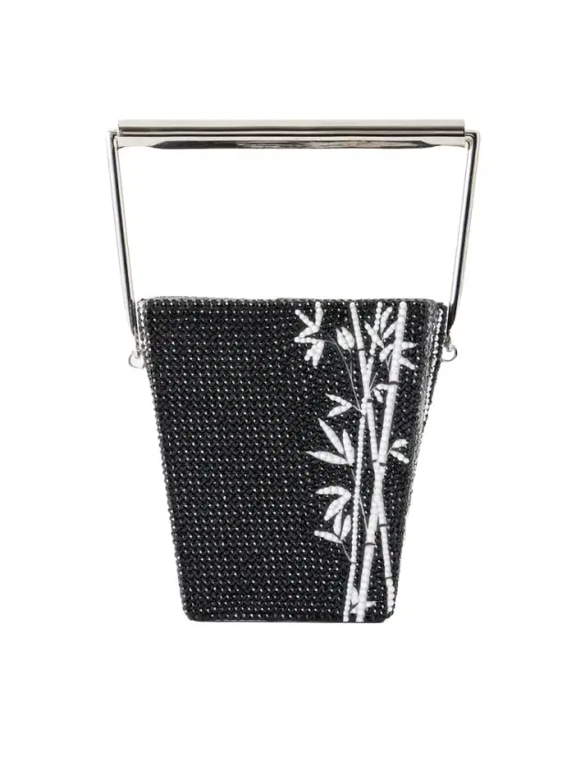 Judith Leiber Couture Bamboo Take Away Cup Crystal-embellished Silver-tone Clutch