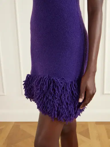 Loewe Logo-embroidered Fringed Wool-blend Mini Dress | Thumbnail 4